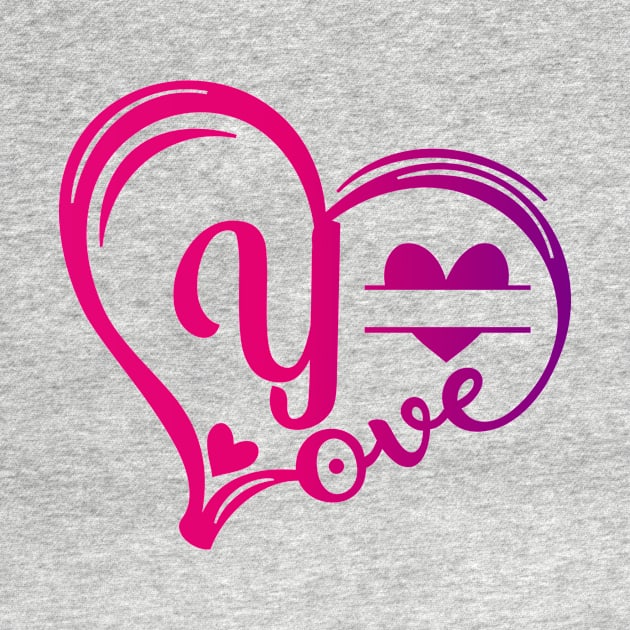 letter y monogram in the shape of love by Candy Store